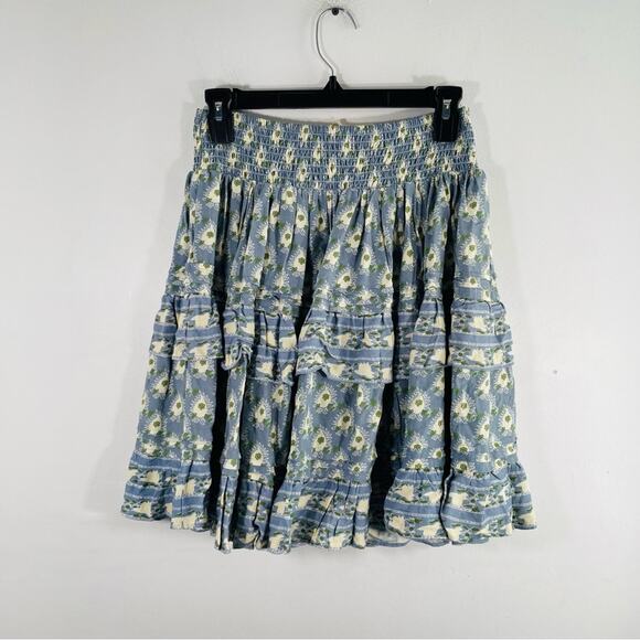 NWT Jen’s Pirate Booty Daydream Blue Green Sky Tiered Mini Skirt Small New - Picture 10 of 10